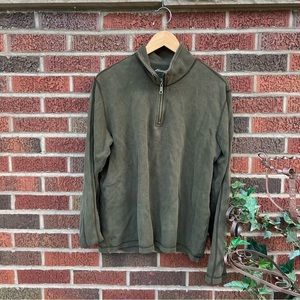 Eddie Bauer Olive Green 1/4 Sleeve Pull Over Sweater